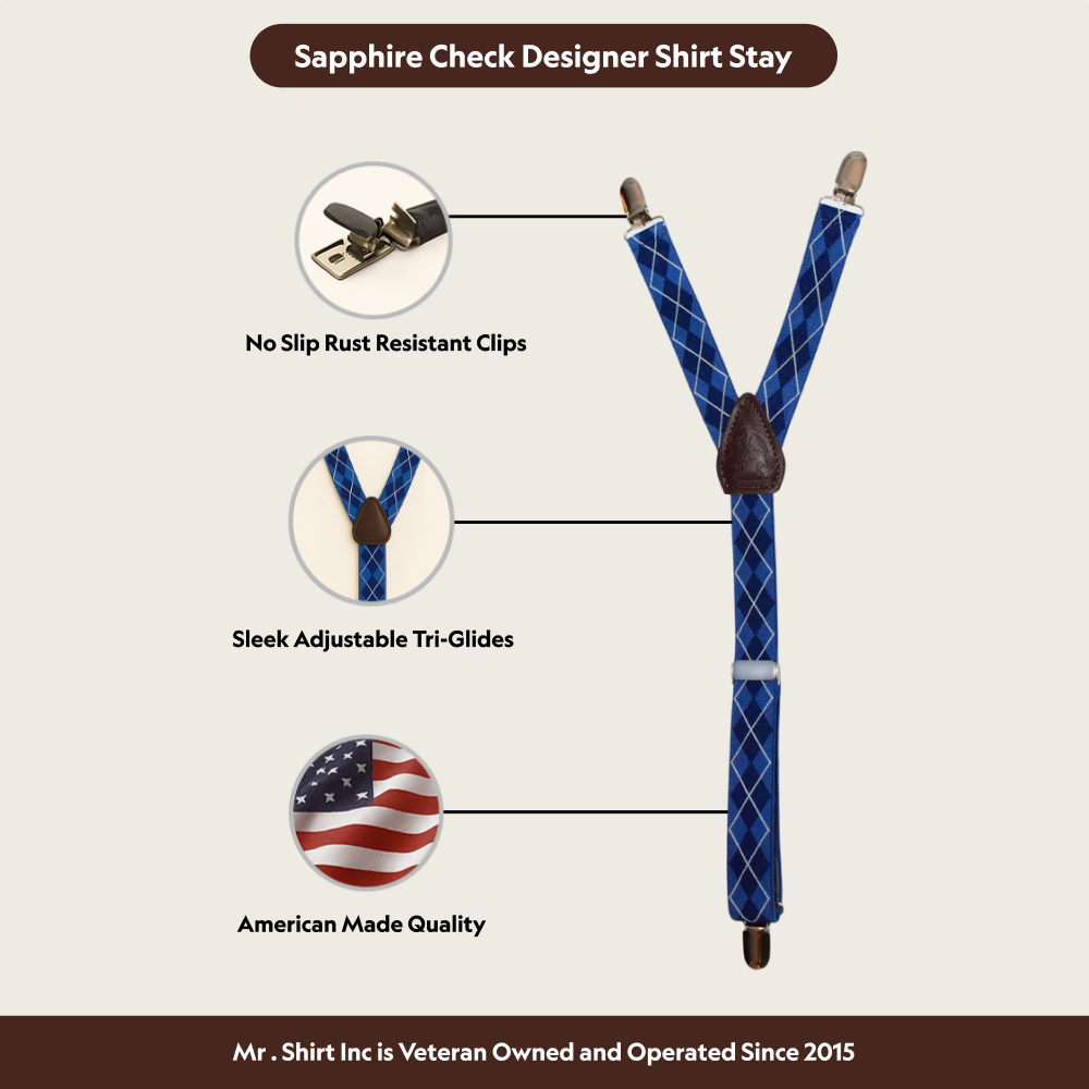 Sapphire Check Designer Shirt Stay