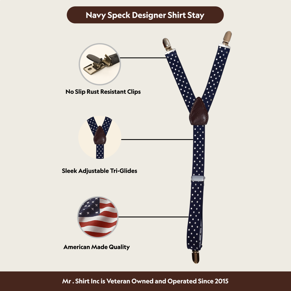 Navy Speck Designer Shirt Stay